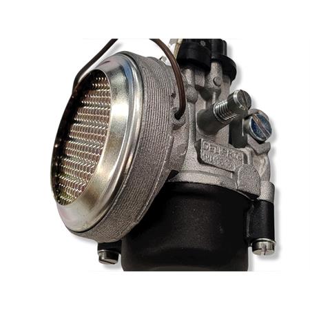 Carburatore Dell'orto SHA 16-16 con taratura 2151 versione standard senza miscelatore completo di filtro aria in rete e coperchio in plastica nera per applicazioni varie ciclomotori, ricambio 02151