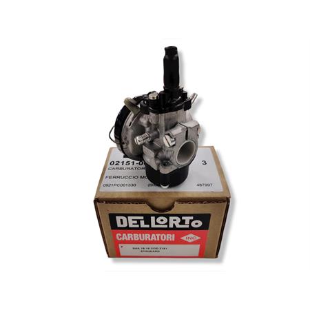 Carburatore Dell'orto SHA 16-16 con taratura 2151 versione standard senza miscelatore completo di filtro aria in rete e coperchio in plastica nera per applicazioni varie ciclomotori, ricambio 02151