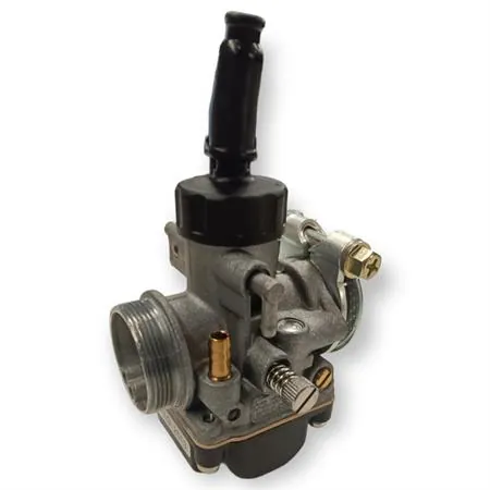 Carburatore Dell'orto serie PHBG19 AD con taratura standard, attacco femmina e viti regolazione sul lato destro per applicazioni varie su ciclomotori con collettore in alluminio, ricambio 02513
