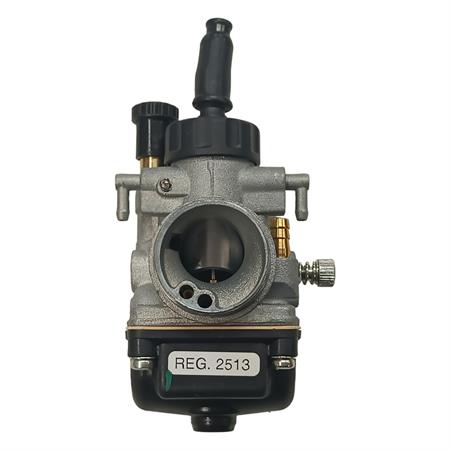 Carburatore Dell'orto serie PHBG19 AD con taratura standard, attacco femmina e viti regolazione sul lato destro per applicazioni varie su ciclomotori con collettore in alluminio, ricambio 02513