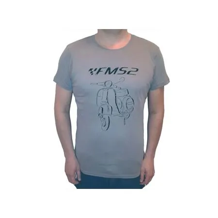 T-shirt FMS2 Vespa colore grigio chiaro taglia S, ricambio 010025039S