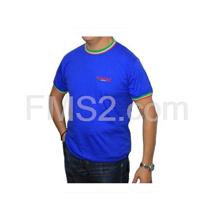 T-shirt in cotone colore blu con collo e giromanica tricolore, logo fms2 e scritta staff. taglia L, ricambio 99TSHIRTITABLUL