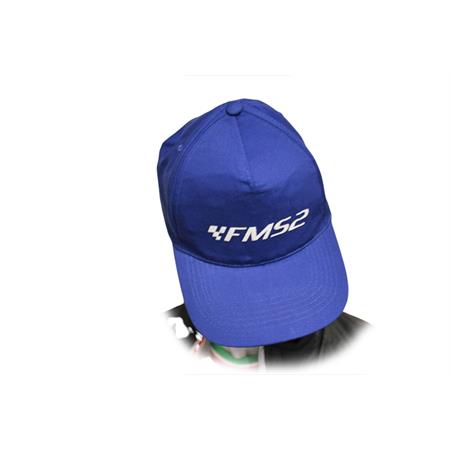 Cappellino modello battage golf in cotone di colore blu con logo FMS2 stampato bianco, ricambio CAP001BLU