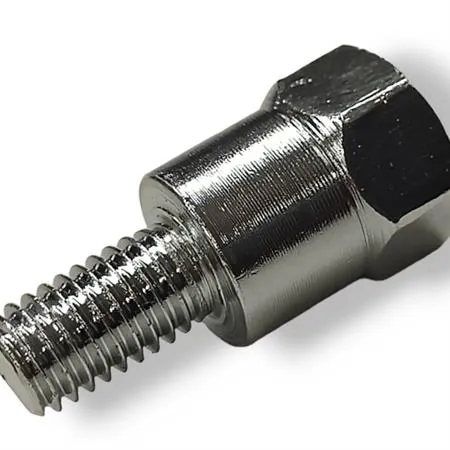 Attacco FAR in metallo zincato argento per specchi retrovisori con attacco inferiore M8 destro e filetto interno superiore M10 x 1,25 destro, ricambio 0269