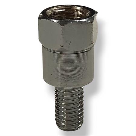 Attacco FAR in metallo zincato argento per specchi retrovisori con attacco inferiore M8 destro e filetto interno superiore M10 x 1,25 destro, ricambio 0269