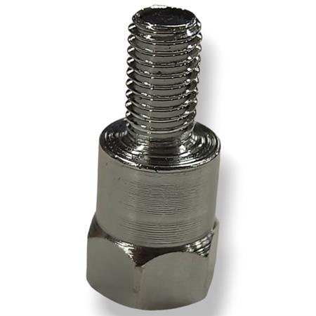 Attacco FAR in metallo zincato argento per specchi retrovisori con attacco inferiore M8 destro e filetto interno superiore M10 x 1,25 destro, ricambio 0269