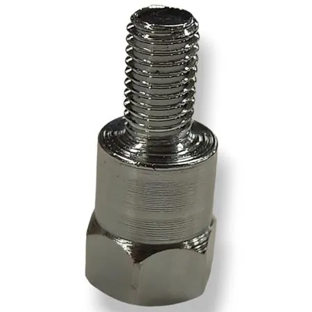 Attacco FAR in metallo zincato argento per specchi retrovisori con attacco inferiore M8 destro e filetto interno superiore M10 x 1,25 destro, ricambio 0269