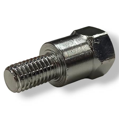 Attacco FAR in metallo zincato argento per specchi retrovisori con attacco inferiore M8 destro e filetto interno superiore M10 x 1,25 destro, ricambio 0269