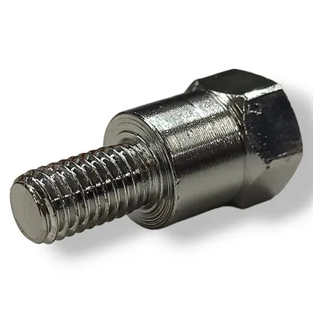 Attacco FAR in metallo zincato argento per specchi retrovisori con attacco inferiore M8 destro e filetto interno superiore M10 x 1,25 destro, ricambio 0269