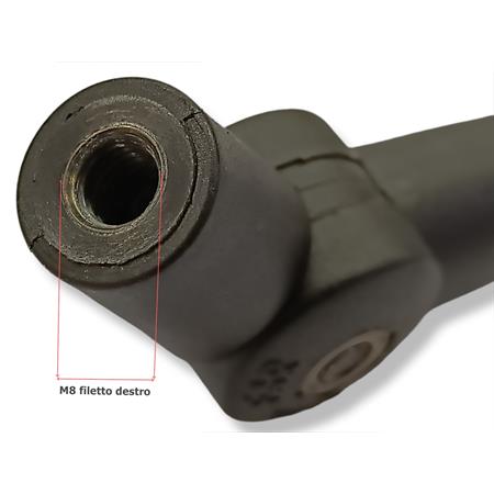 Snodo reclinabile per specchietto retrovisore pieghevole con filetto M10 x 1,25 mm destro da montare sui comandi lato sinistro e filetto M8 destro per attacco gambo specchio, ricambio 1201