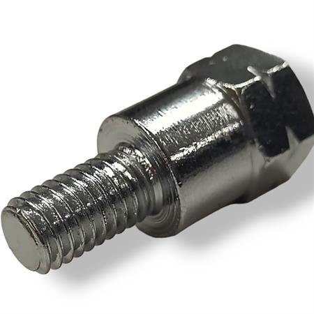Attacco FAR in metallo zincato argento per specchi retrovisori con attacco inferiore M8 destro e filetto interno superiore M10 x 1,25 sinistro, ricambio C0206152CB