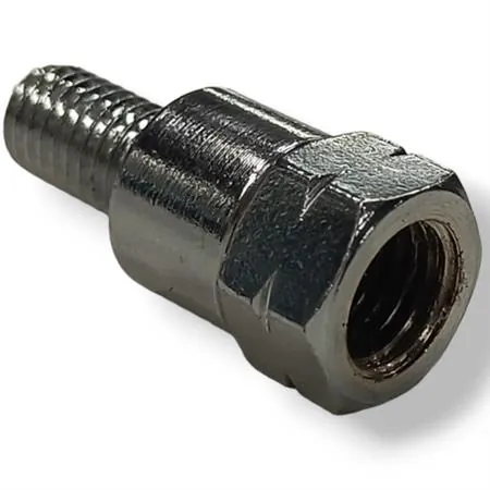 Attacco FAR in metallo zincato argento per specchi retrovisori con attacco inferiore M8 destro e filetto interno superiore M10 x 1,25 sinistro, ricambio C0206152CB