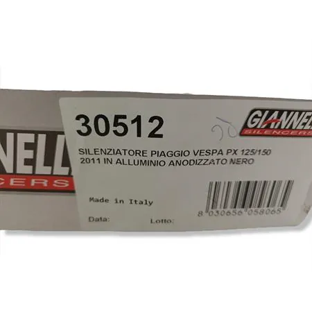 Silenziatore marmitta Giannelli per Piaggio vespa PX 125, 150, 200 cc catalitiche con freno a disco, ricambio 30512