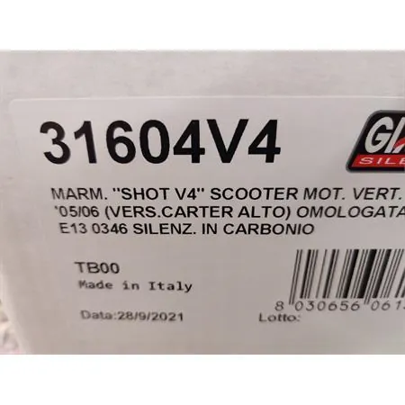 Marmitta Giannelli Shot V4 motore Minarelli verticale Mbk Booster e Yamaha BW's dal 2004 in poi, ricambio 31604V4