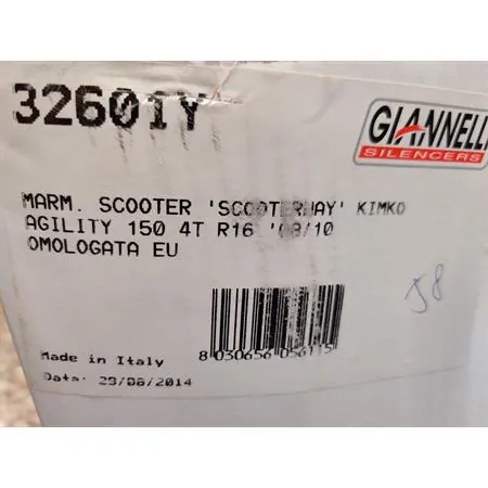 Marmitta Giannelli modello ScooterWay per maxi scooter Kymco Agility R16 125 e 150 cc 4 tempi con ruote da 16 pollici e prodotti dal 2008 al 2010 e type CK150T-2, ricambio 32601Y
