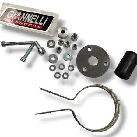 Silenziatore Giannelli in alluminio con forma tonda da abbinare alla pancia espansione codice 34076HF per ciclomotore enduro Sherco HRD 50 cc prodotti dal 1999 fino al 2002, codice 34077HF