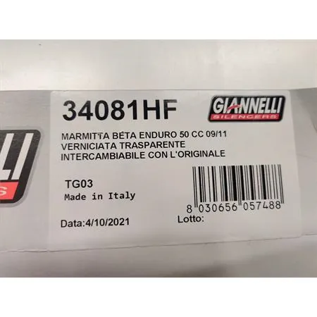 34081HF Marmitta espansione Giannelli per ciclomotore Beta 50 enduro dal 2009 al 2011 intercambiabile all'originale