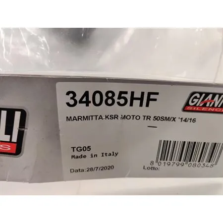 34085HF Marmitta espansione Giannelli per enduro e motard KSR moto TR 50 SM e SX prodotti dal 2014 al 2016 con type D01