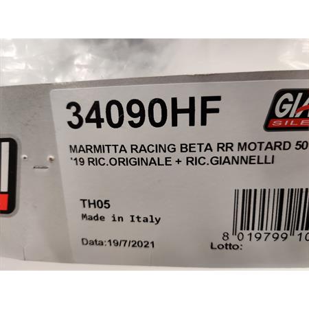 Marmitta espansione Giannelli modello Sonic con diametro imbocco silenziatore da 22 mm per enduro e motard Beta RR 50cc prodotti dal 2021 fino al 2022 con type C5, codice 34090HF