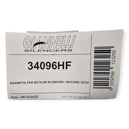 34096HF Marmitta Giannelli per BETA ENDURO/MOTARD RR 50cc prodotti dal 2022 in poi (type C5) con Ø innesto 24mm