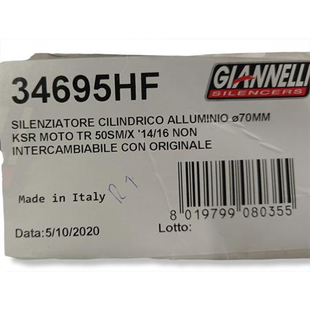 Silenziatore in alluminio Giannelli diametro 70 mm ksr moto tr50sm/, ricambio 34695HF