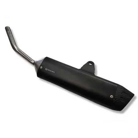 Silenziatore omologato sonic in alluminio anodizzato nero con fondello in carbonio da abbinare alla pancia originale oppure alla Giannelli 34093HF per Fantic Motor euro 5 prodotti dal 2021 in poi, ricambio 34713HS