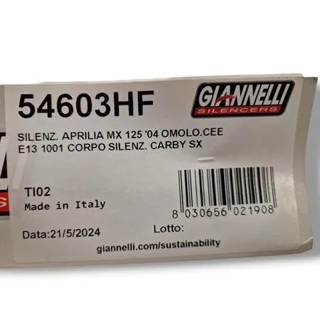 Silenziatore carbonio enduro/cross 2T versione alta 2 Tempi Aprilia MX 125, codice 54603HF