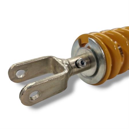 Mono ammortizzatore posteriore HM-Vent regolabile precarico molla con serbatoio a gas e monta su tutte le versioni HM e Vent 50 con attacco occhiello e forchetta prodotti dal 1995 in poi, ricambio K02720755