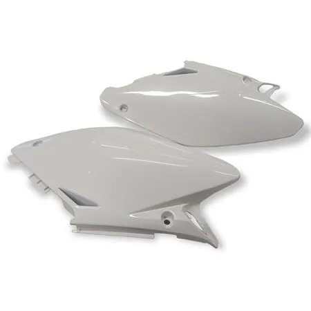 w23207 Coppia fianchetti sotto sella posteriori HM - Vent in plastica di colore bianco senza grafiche per HM e Vent 50 cc e 125 cc enduro e motard