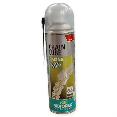 Lubrificante catena racing spray Motorex con aggiunta di PTFE - bomboletta spray da 500 ml, ricambio M302336