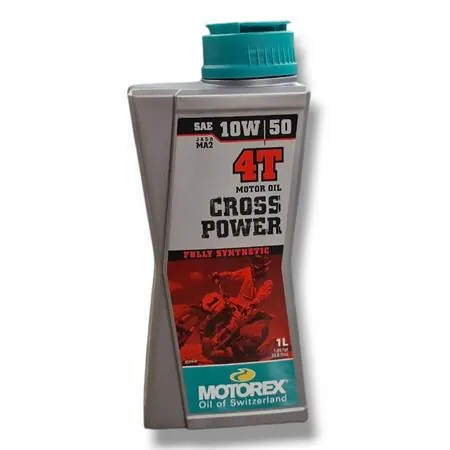 Olio motore Motorex Cross Power 4 tempi 10W-50 JASO MA2, API SP/SN/SM - flacone da 1 litro, ricambio M308241