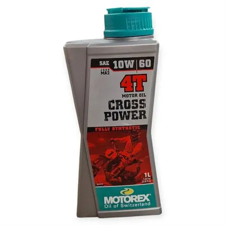Olio motore Motorex Cross Power 4 tempi 10W-60 JASO MA2, API SP/SN/SM - flacone da 1 litro, ricambio M308242