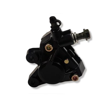 Pinza freno anteriore Motoforce di colore nera replica brembo completa di pastiglie freno per applicazione anteriore su scooter 50 cc Mbk Booster, Yamaha Bw's, Aerox, Nitro, Gilera Runner, ricambio MF4500040