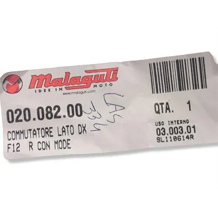 Commutatore devio fanali lato destro con pulsante mode e avviamento elettrico originale per scooter Malaguti F12R raffreddati ad aria e liquido prodotti dal 2007al 2010, ricambio 02008200