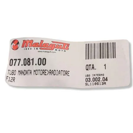 Tubo mandata motore-radiatore f12r, ricambio 07708100