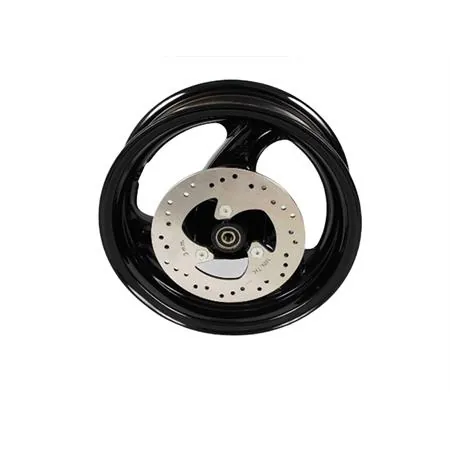 Cerchio ruota anteriore Grimeca in alluminio nero a 3 razze completo di disco con diametro 190 mm, perno e distanziale per scooter Malaguti F12 Phantom
