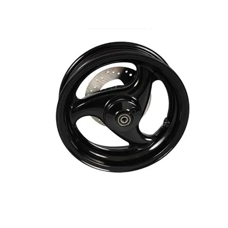10903603 Cerchio ruota anteriore Grimeca in alluminio nero a 3 razze completo di disco con diametro 190 mm, perno e distanziale per scooter Malaguti F12 Phantom