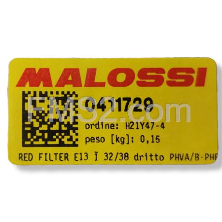 Filtro red filter e13 imbocco 32-38 Malossi, ricambio 0411729