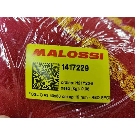 1417229 Foglio a3 spugna Red Sponge Malossi mono strato con dimensione 40 x 30 cm e spessore 15 mm per applicazioni varie