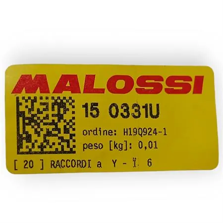 Raccordo Malossi a Y con coduli da 6 mm per applicazioni varie, ricambio 150331