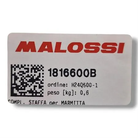 Staffa Malossi verniciata nera completa di silentblock per marmitta modello Wild Lion omologata per scooter con motore Piaggio raffreddati ad aria, ricambio 1816600B