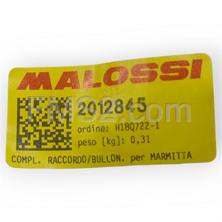 Complessivo raccordo collettore scarico e bulloneria varia per marmitta Malossi 3211206 e 3212799 scooter Minarelli orizzontale a liquido, ricambio 2012845
