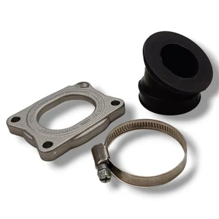Collettore Malossi X360 Bonneville completo di basetta in alluminio per carburatori diametro 32 e 34 con montaggio su carter Malossi C-One e RC-One Piaggio e Minarelli, ricambio 2017669