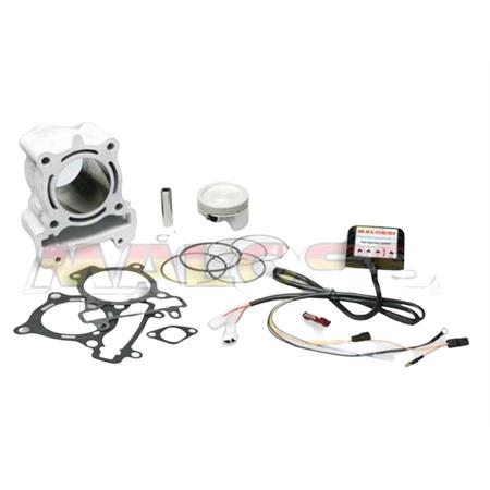 Motore gruppo termico cilindro i-tech Malossi senza testa per moto 4t diametro 63 in alluminio  spinotto 14 mm raffreddamento acqua completo di centralina, ricambio 3114349