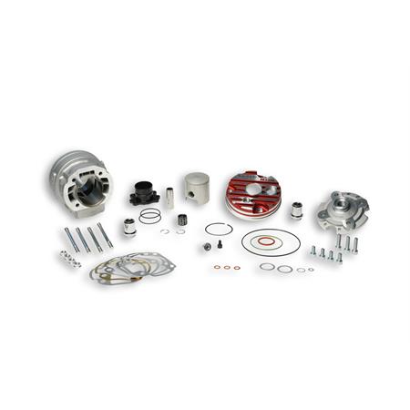 Gruppo termico motore Malossi MHR Team testa rossa scomposta con diametro 47,6 mm monofascia per biella 85 mm spinotto 12 mm scooter Minarelli orizzontale, ricambio 3115390