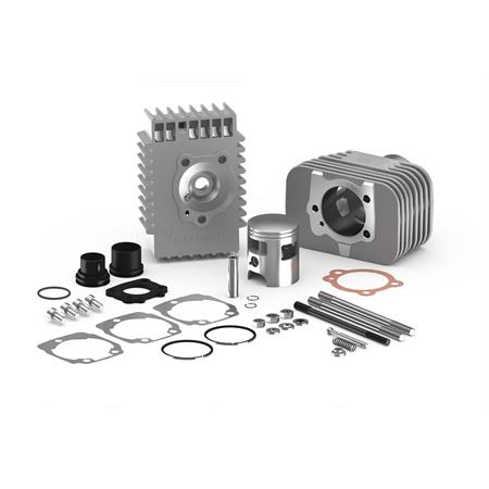 Gruppo termico, testa, pistone e cilindro Malossi Big D.E.P.S. diametro 47 mm (75 cc) in alluminio con spinotto da 12 mm per ciclomotori Piaggio Si, Bravo, SuperBravo, Grillo, Boxer, ricambio 3118048