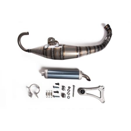 Marmitta racing Malossi MHR Team 3 specifica per gruppi termici Malossi 47,6 mm con collettore flangiato 4 bulloni Minarelli orizzontale liquido, ricambio 3216832