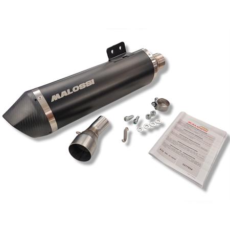 Silenziatore Malossi Maxi Wild Lion black con fondello in carbonio e per utilizzo collettori originali maxi scooter Kymco AK 550 euro 5 prodotti dal 2021 in poi (SBA1), ricambio 3217934