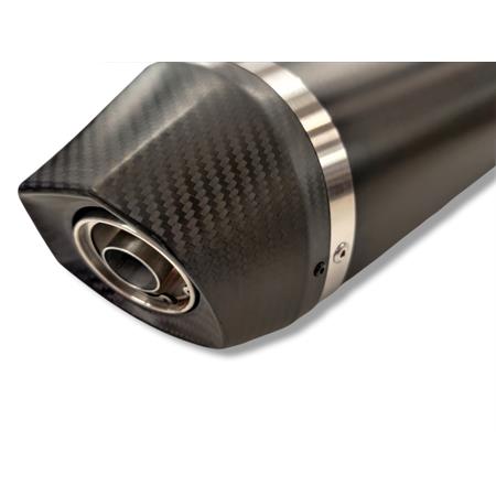 Silenziatore Malossi Maxi Wild Lion black con fondello in carbonio e per utilizzo collettori originali maxi scooter Kymco AK 550 euro 5 prodotti dal 2021 in poi (SBA1), ricambio 3217934