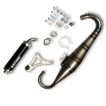3219490 Marmitta Malossi scooter racing MHR nuova versione con silenziatore anodizzato nero per scooter con motore Piaggio raffreddati ad aria e liquido